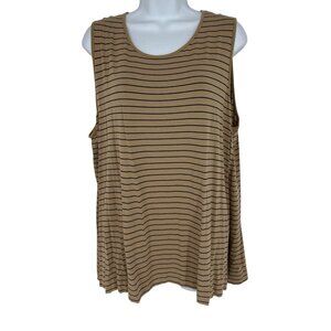J. Jill Wearever Collection Sleeveless Striped Tank Top Beige/Black Size 2X